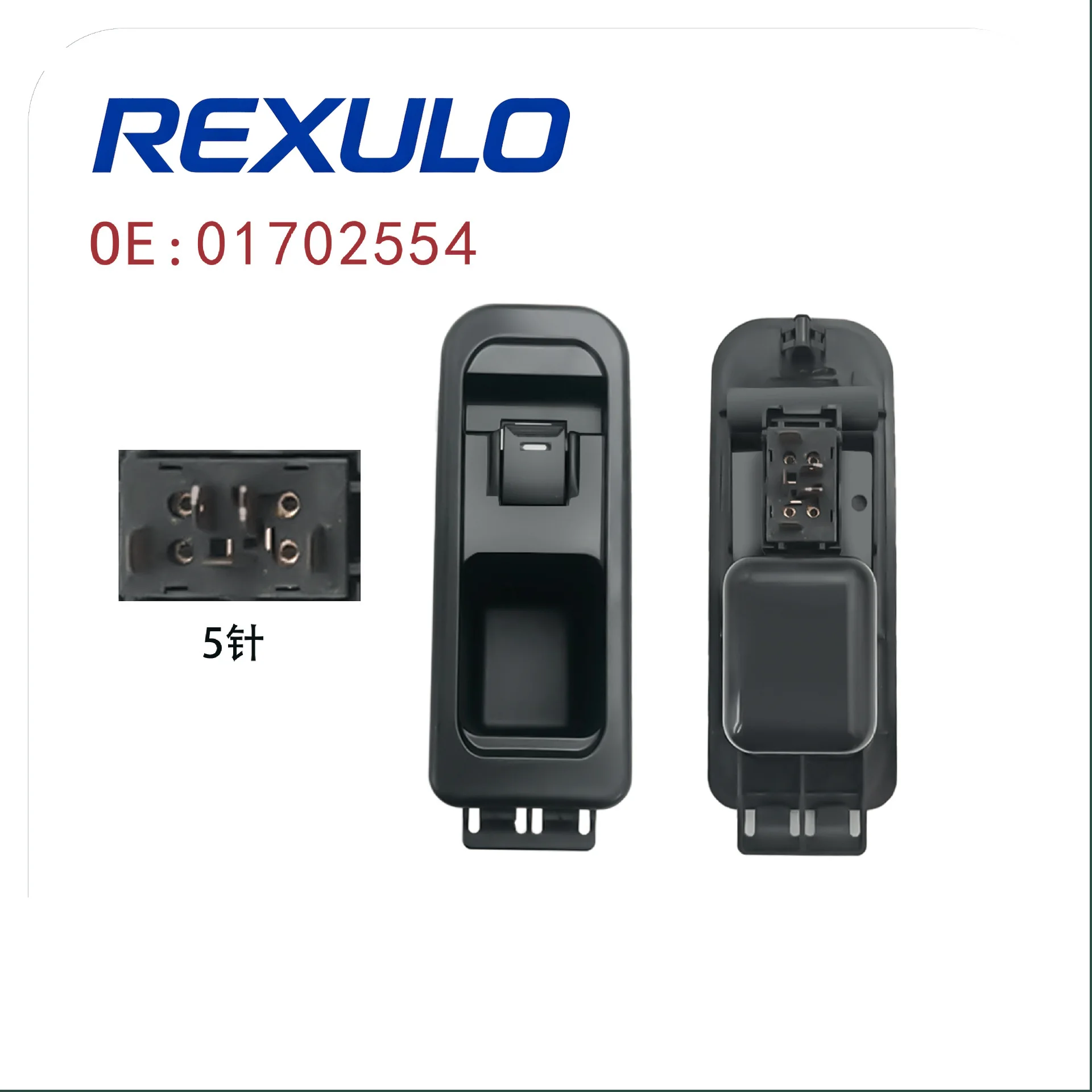 01702554 Passenger Side Power Window Switch with Panel for Geely Panda LC 2009-2013 Front Right 5 Pins Red LED LHD