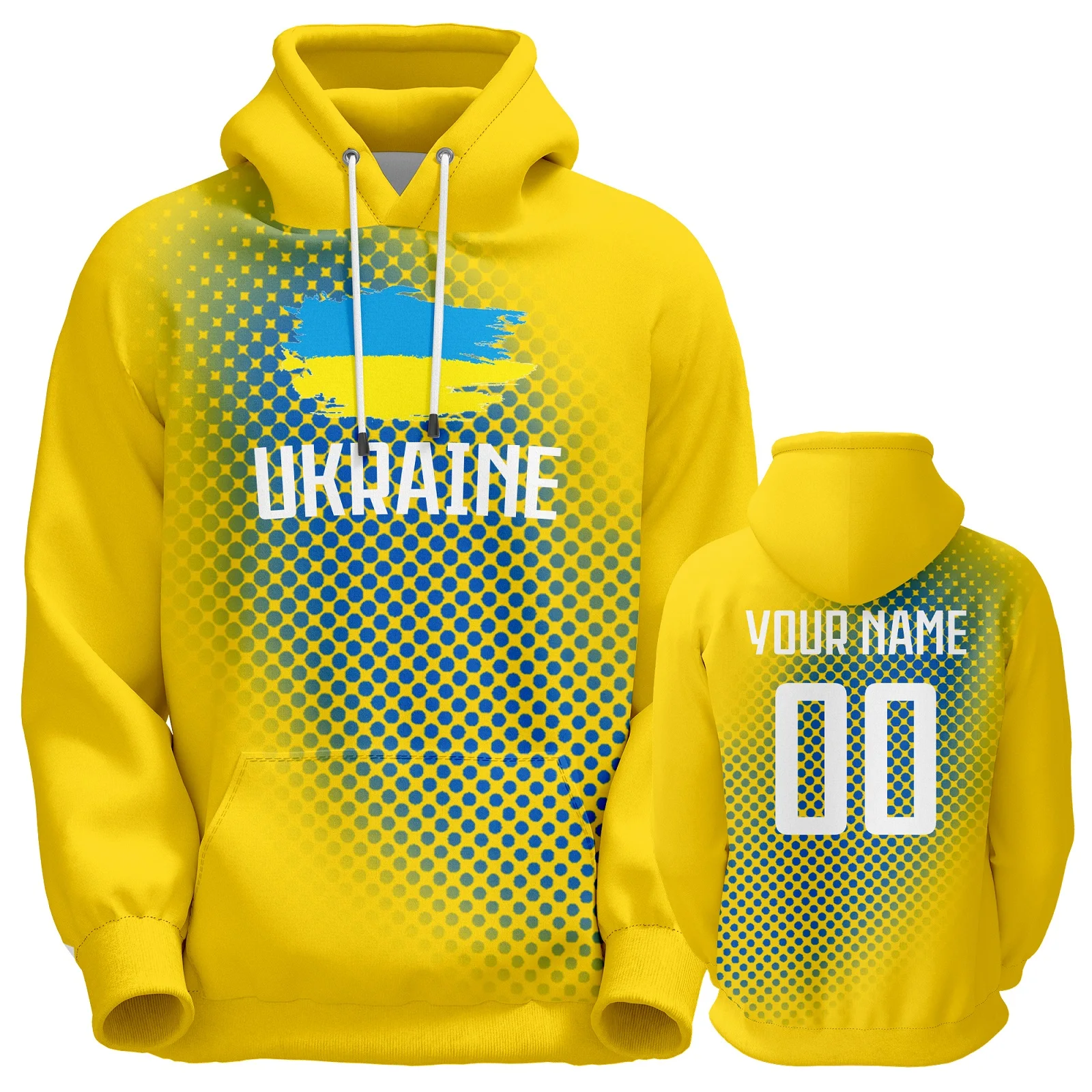 Custom Soccer Hoodies Ukraine National Team Sweatshirts Fans GiftPersonalized Name Number Football Pullover for Men Women Youth