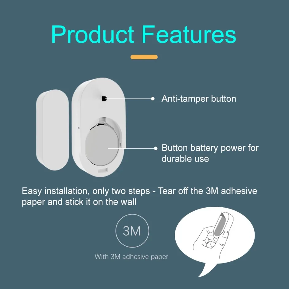 Sensor de ventana de puerta inteligente, apertura y cierre, aplicación remota Tuya, Control Compatible con Alexa y Google
