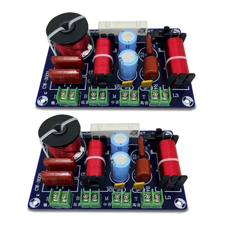 2PCS 3-Way 250W 850/5200Hz Frequency Divider DIY Speaker Filter Circuit Treble Medium Bass Hifi Stereo Audio Crossover Durable