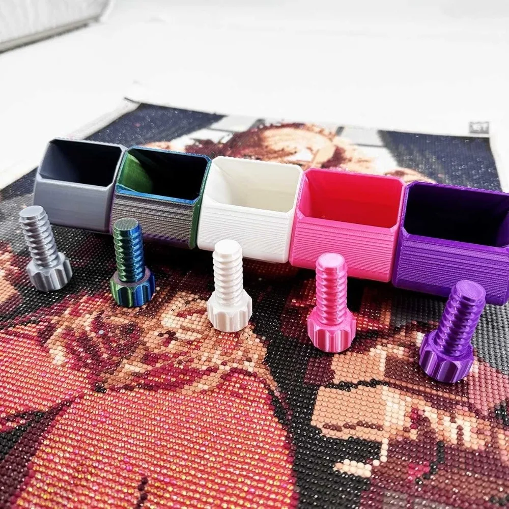 DIY Craft Point Drill Pens Holder Embroidery Colourful Point Drill Pens Storage Container with Fixing Clip Pens Storage Rack