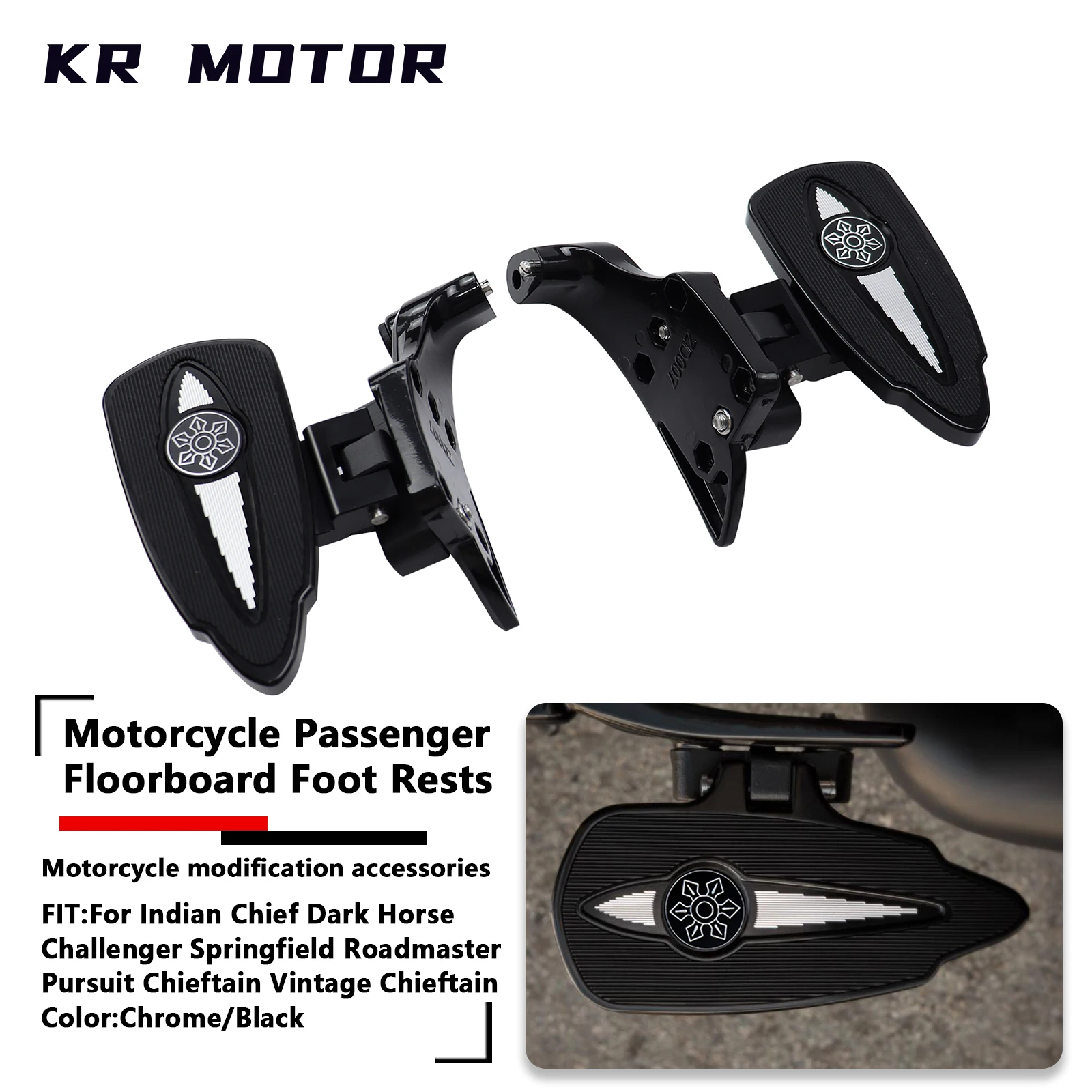 Fit For Indian Chief Dark Horse Challenger Springfield Roadmaster Pursuit Chieftain Passenger Floorboard Pedal with Mounts Kit