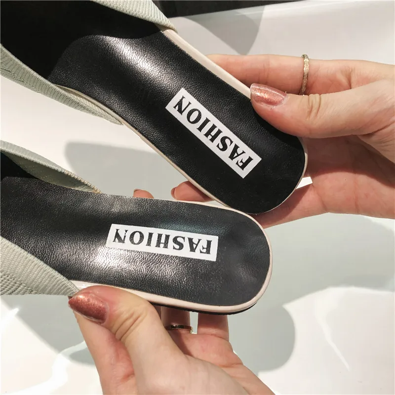 New Women\'s Summer Solid Toe-covered Slipper Fashion Pointed Woven Breathable Lazy Slippers Flat Sandals Women Mule Slides Shoes