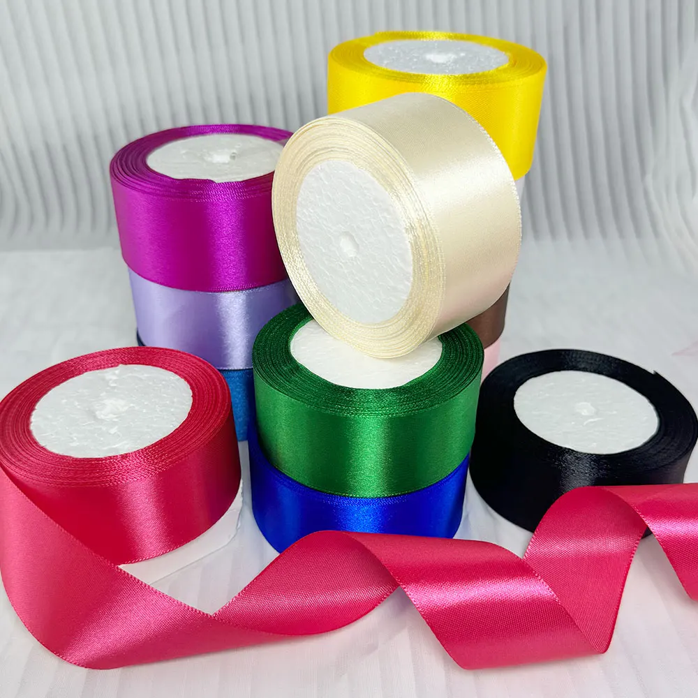 22Meters 25colors 4cm Shiny Silk Solid Satin Ribbons for Wedding Party Decoration Invitation Card Gift Wrapping Apparel Sewing