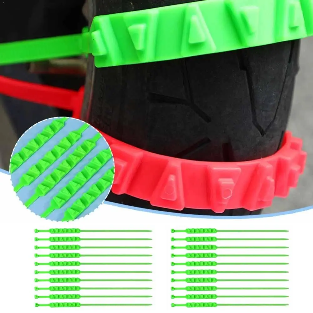 10/30/50Pcs Motorcycle Anti-Skid Snow Chains Universal Electric Bike Tire Non-slip Cable Ties Winter Emergency Tool For Scooter