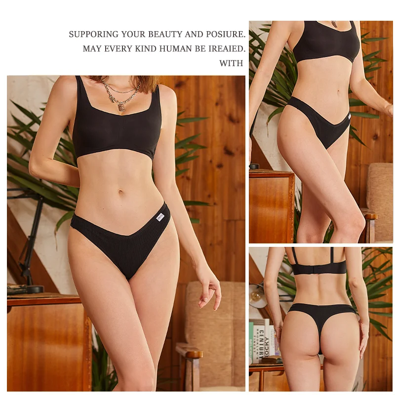 5 Stücke Frauen Baumwolle Waffel Stil G-string Höschen Damen Weiche Tangas Weibliche S-XL Low-Rise T-Back Höschen Bikini Unterwäsche 2024