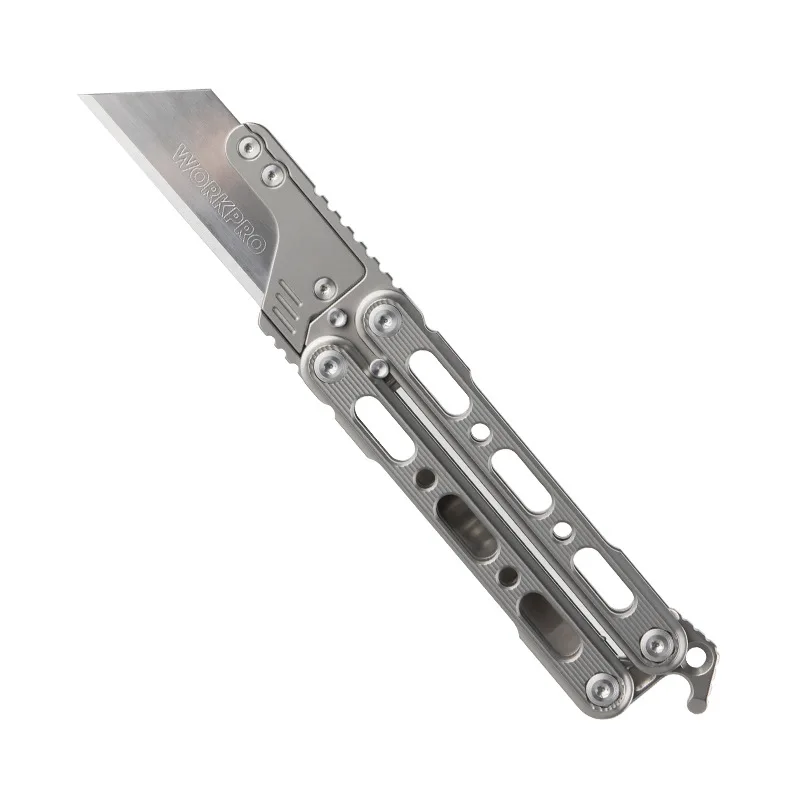 TC4 Titanium alloy Butterfly comb fold handmade knife beginner Unblocked blade butterfly training knife