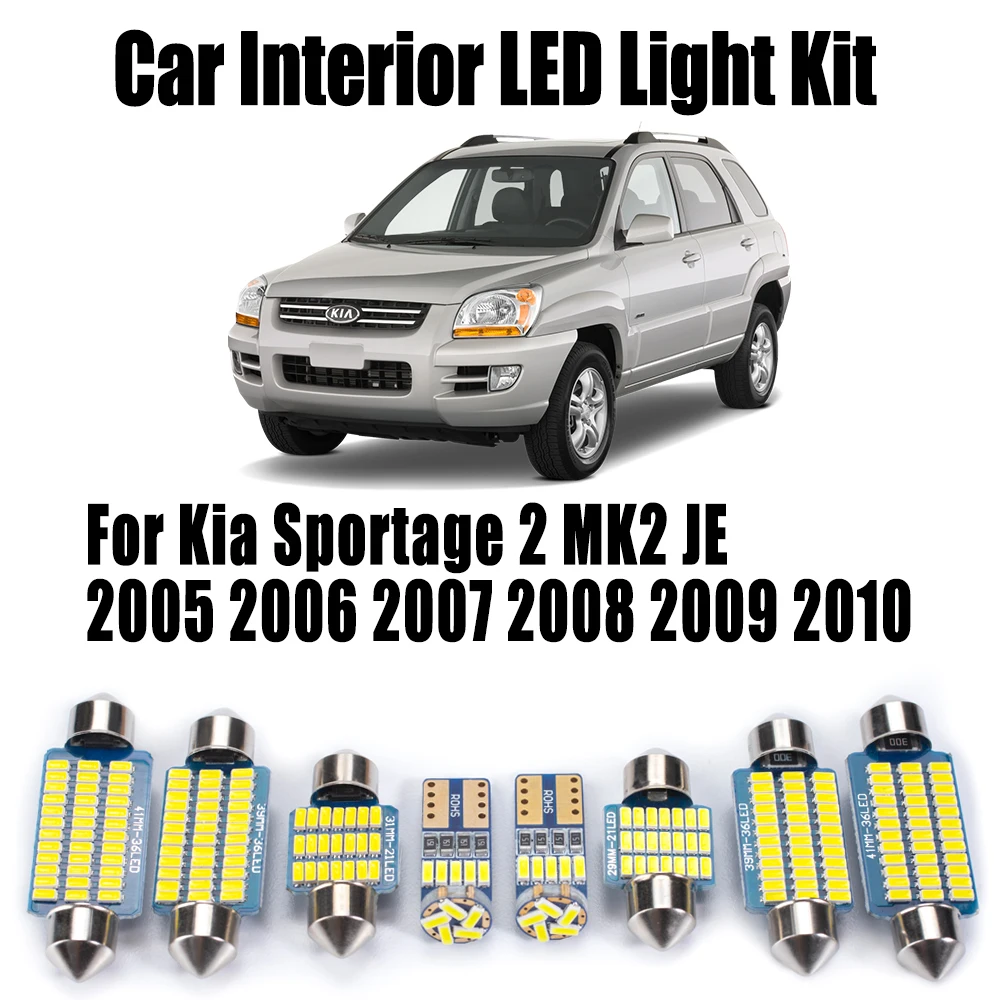 

12Pcs Canbus LED Interior Reading Dome Trunk License Plate Light Kit For Kia Sportage 2 MK2 JE 2005- 2009 2010 Car Accessories