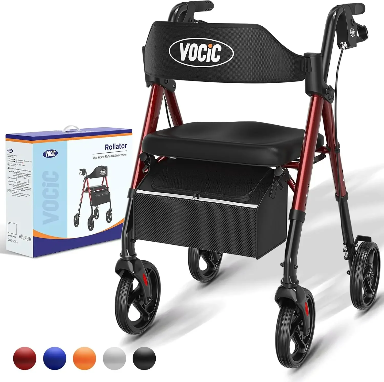 Walker with Seat,Rollator Walker with Durable Aluminum,8