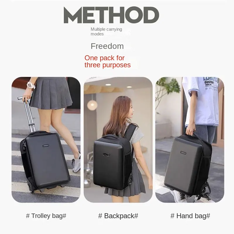 Valigia da lavoro con guscio rigido di grande capacità bagaglio da viaggio 19 "zaino di tendenza alla moda borsa multifunzione per fotocamera per Laptop