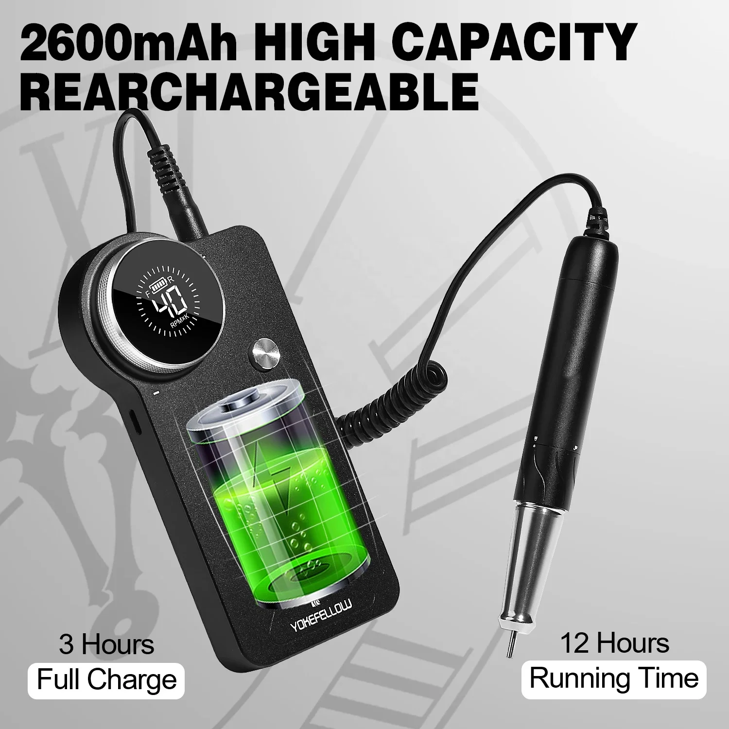 Hoge kwaliteit 40000 RPM 85 W oplaadbare professionele frees nagelpolijstmachine elektrische nagelboormachine