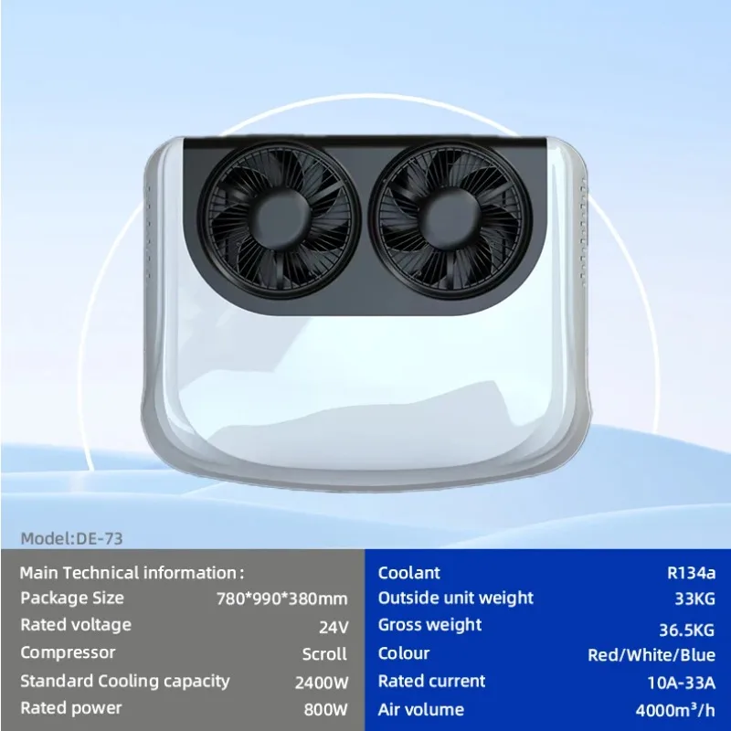Scroll Compressor DC Inverter 12V 2100W Cooling Capacity Double Fans Rooftop Parking Air Conditioner For Trucks Vans RVs
