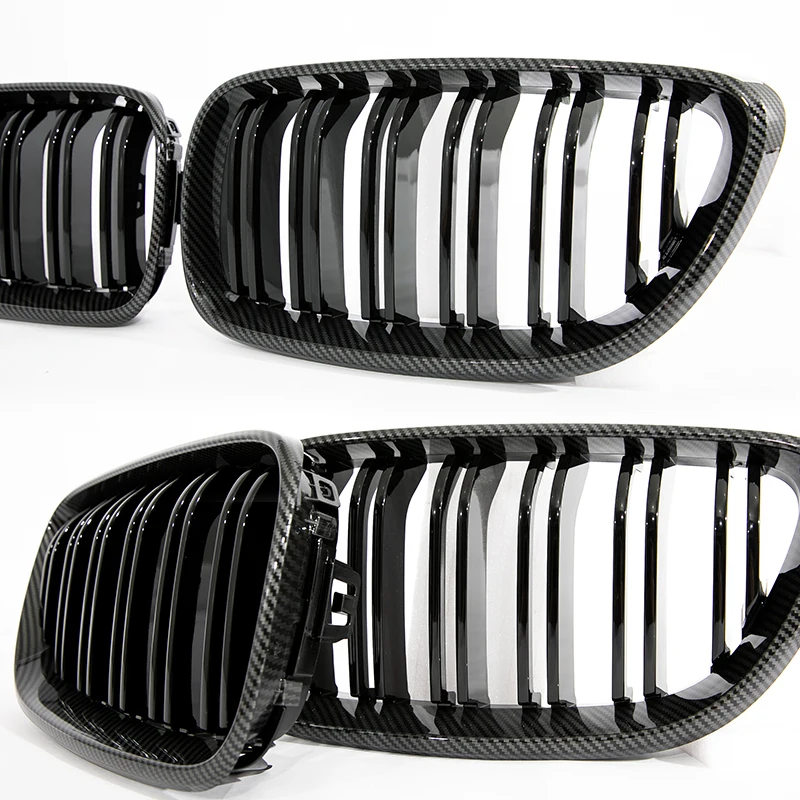 Carbon Fiber Print Look Grill Gloss Black Double Slat M Color Grille For BMW 2 Series F22 F23 F87 218i 220i M235i M240 225 M235i