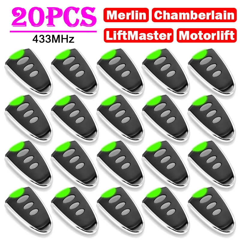 20PCS Merlin LiftMaster 433MHz Remote Control For 94335E 94334E 94333E 94330E C840 C945 MR800 MJ3800 CM842 Garage Door Opener