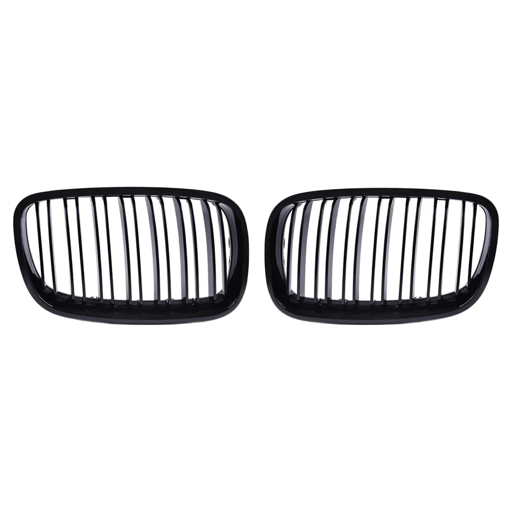 2 Stück glänzend schwarze vordere Nieren-Einzellatten-Renngrill für BMW X5 E70 X6 E71 2007 2008 2009 2010 2011 2012 2013 2014 – Detail 10