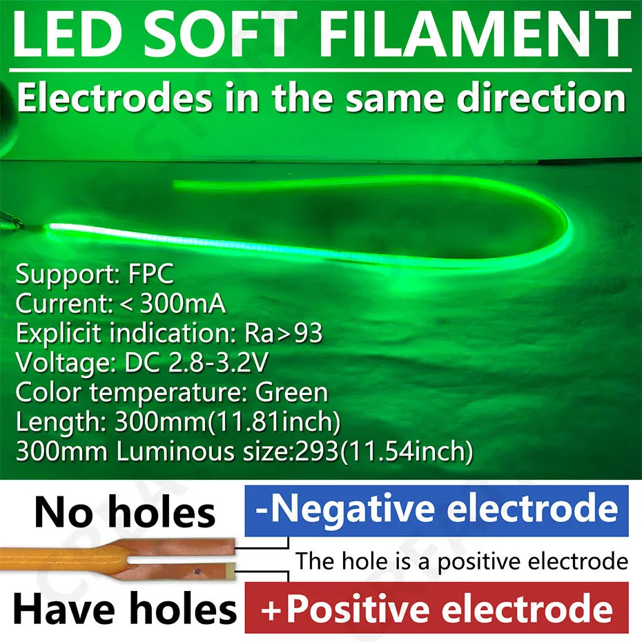 300mm COB LED Flexible Filament DC3V für Retro Edison Glühbirne LED Filament Beleuchtung Zubehör DIY Diode Flexible Perlen Streifen – Detail 5
