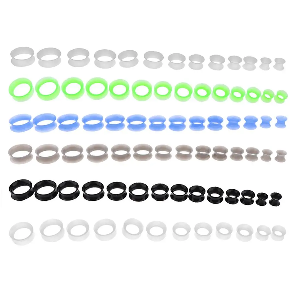 Flexible Ear Tunnels Plug Soft Silicone Double Flared Expander Gauge Earring Set for Big Earring Dangling Earring Styling