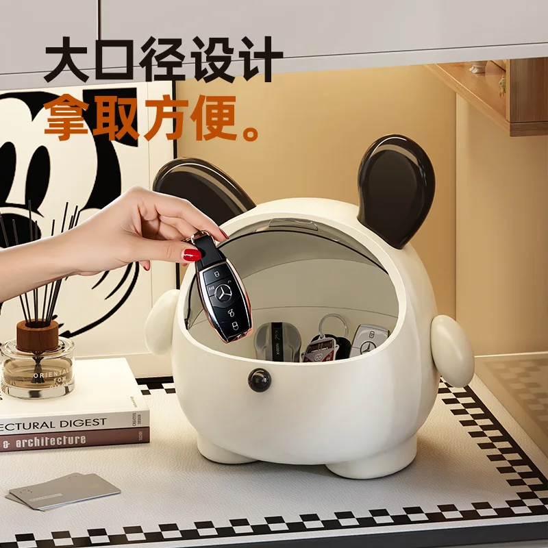 Entry entrance storage box, door key ornament shelf, flip cover, transparent desktop, countertop, sundries storage