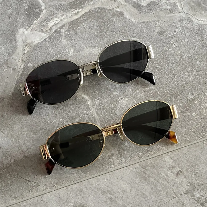 Retro Sunglasses for Women Men Metal Frame Oval Driving Aviation Male Shades Sun Glasses UV400 Girls Street Photo Eyeglasses