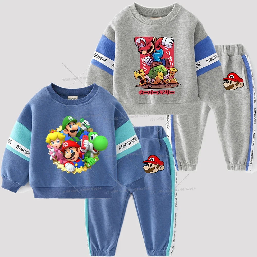 

Super Marios Children Clothes Set Boy Girl Sweater Fleece Pullover Sweatshirt Pants Suit Kid Tracksuit Winter Autumn Sportswear