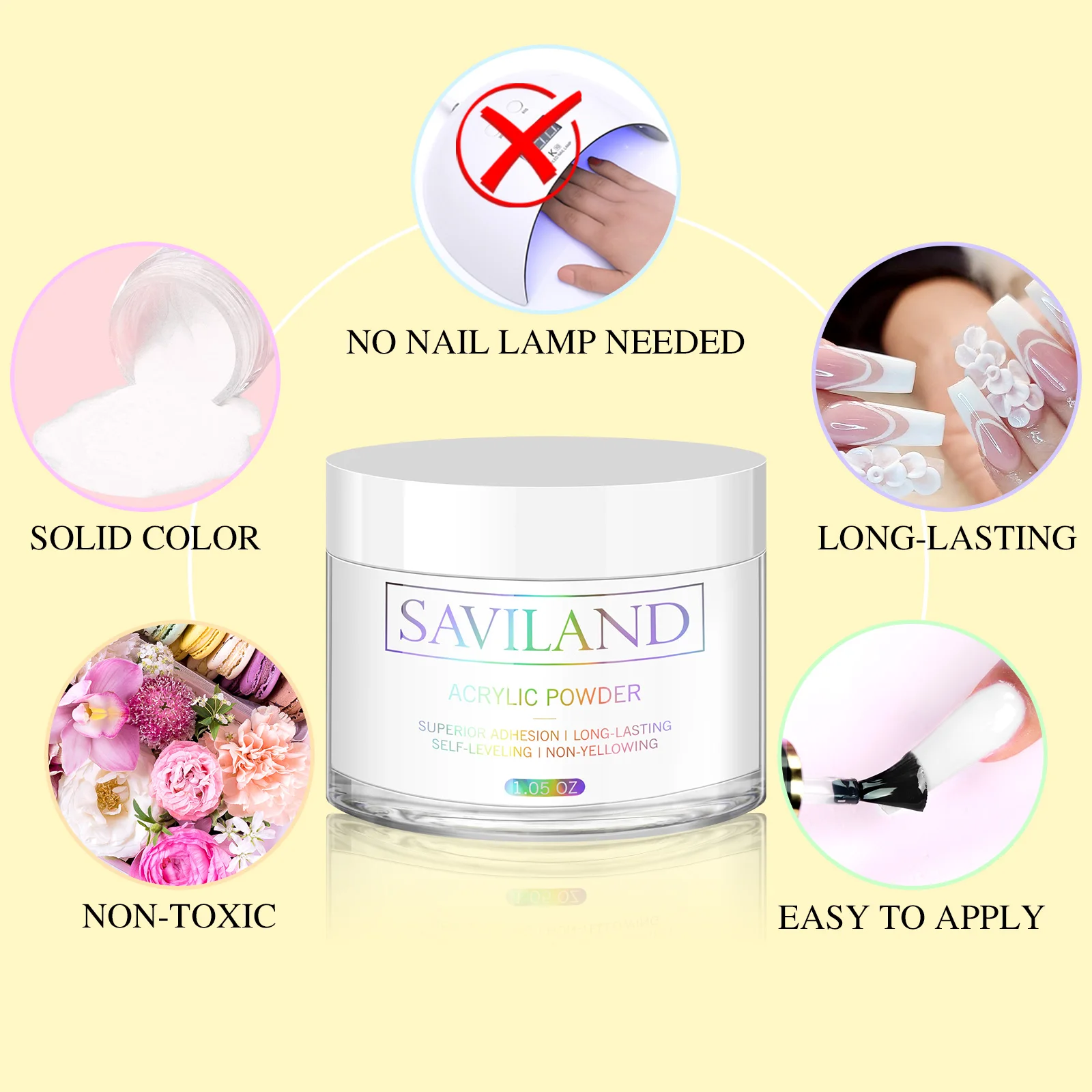 Saviland 30g Nail Acrylic Powder White Clear Carving Crystal Polymer Builder Nails Extension Art 3D Nail Art Polymer Powder