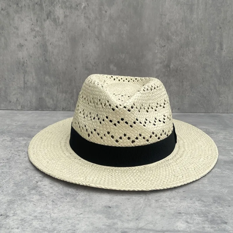 Women's Summer Lightweight Mesh Straw Hollow Fedora Sun Protection Cap