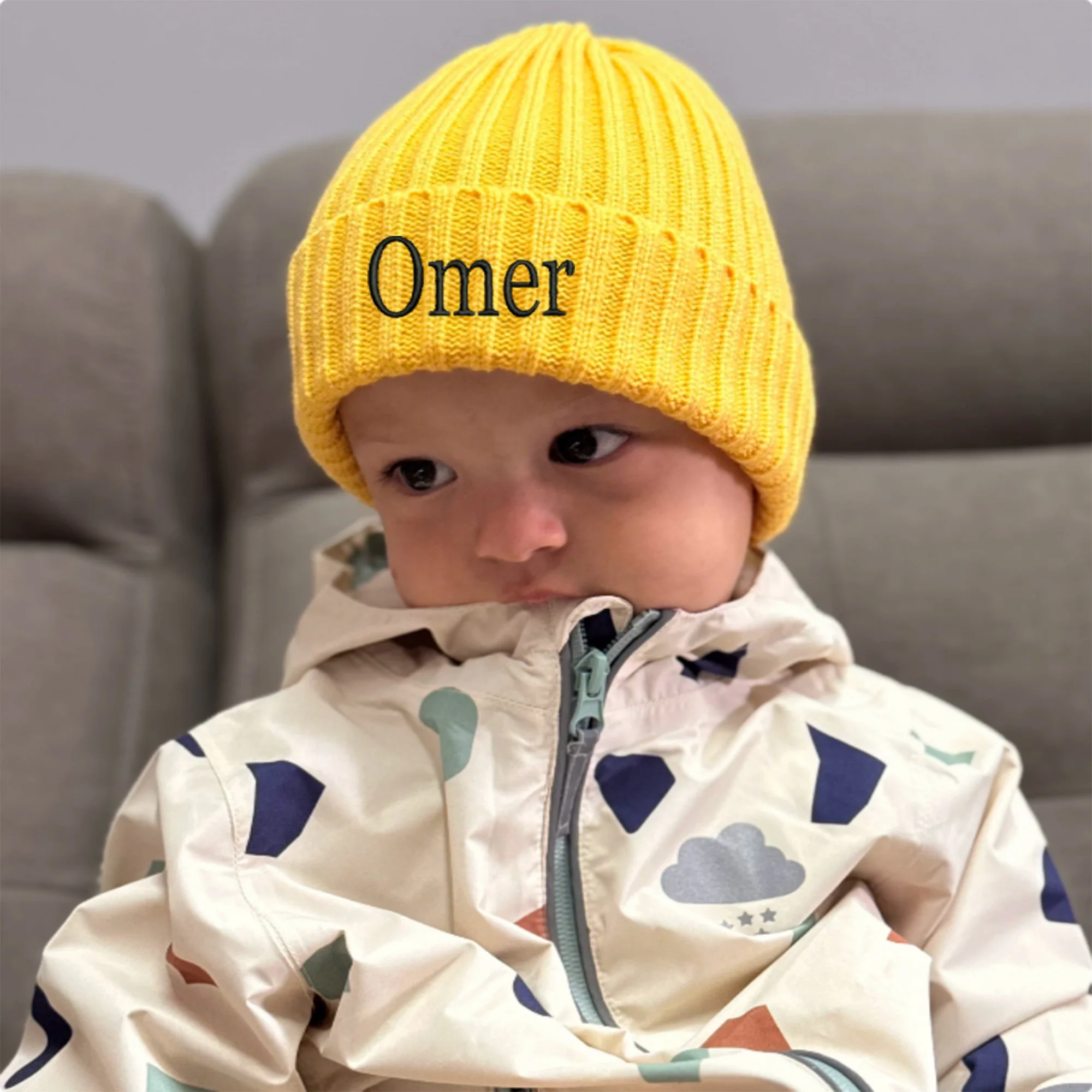 Personalized Embroidery Name Children's Knitted Hat Candy Color Baby Boy Girl Baby Custom Knitted Hat