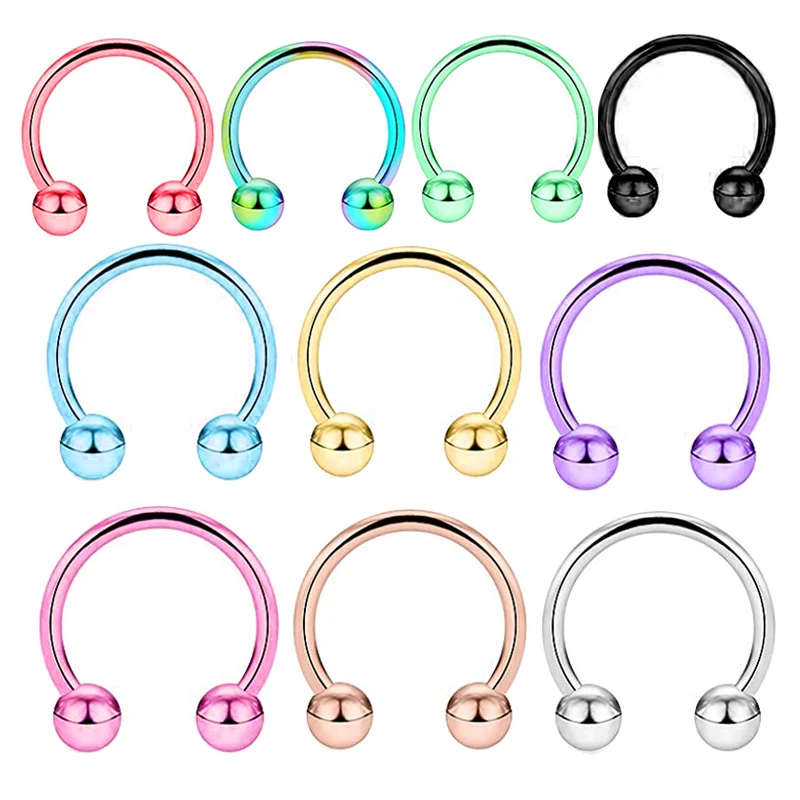 

wholesales 11 colors stainless stee Horseshoe Nose Ring Clip BCR Septum Lip stainless steel Piercing Falso Nose Rings Hoop For W