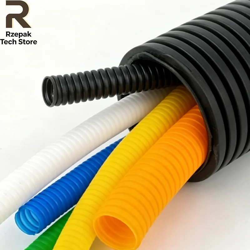 2‑10m Closed PP Corrugated Tube AD7.5‑34.5mm Insulated Protective Sleeving For Wire Cable Harness Threading