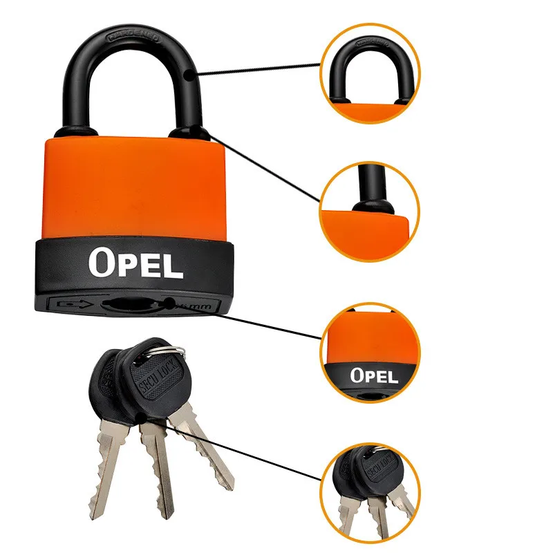 Security Iron Padlock Outdoor Long Shackle Lock Strong Steel Padlock with Pvc Protective Cover Waterproof & Dustproof Lock