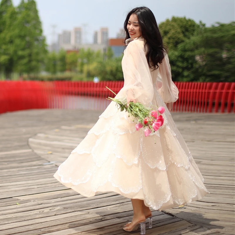 Sharon ha detto abiti da sera musulmani a maniche lunghe Champagne 2022 lusso Dubai in rilievo arabo formale Dreess per le donne festa di nozze