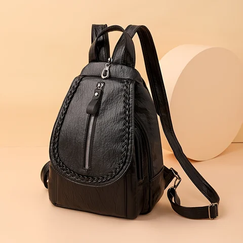 Stylish Women’s Faux Leather Backpack – Work & Travel Bag with Polyester Lining – Chic, Spacious & Perfect for Daily Use