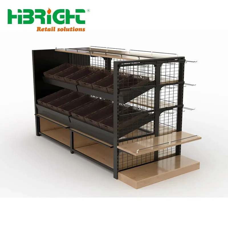 custom.Metallic Double-Sided Light Duty Supermarket Shelving Rack Retail Grocery Display