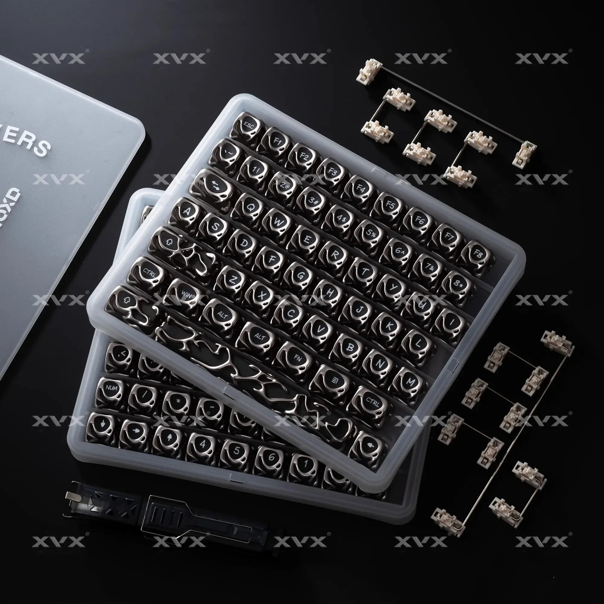 

XVX Keycaps Metallic Texture Hollow Out Keycap Set 120 Keys For Mechanical Keyboard 61 Keys PBT Key Caps 3 PC Gamer Accessories