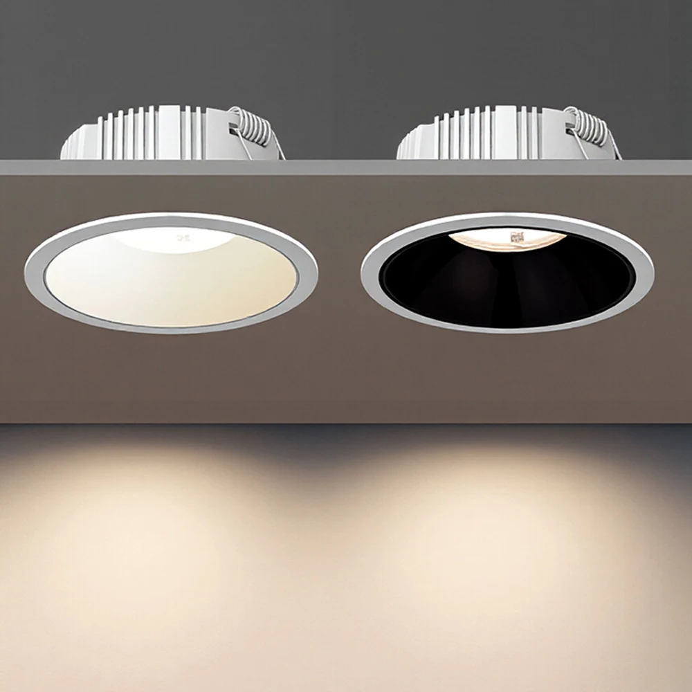Dimmable Anti-Glare LED Downlight with COB Chip Ceiling Spotlight, Indoor Lighting, AC110V-220V Suitable for Households and Shop