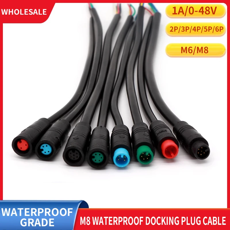 5/10/100 Set M6 M8 2 3 4 5 6 Pin Julet Electric Plug Connector Line Scooter Brake Cable Pluger Signal Ebike 4Pin Sensor 20CM