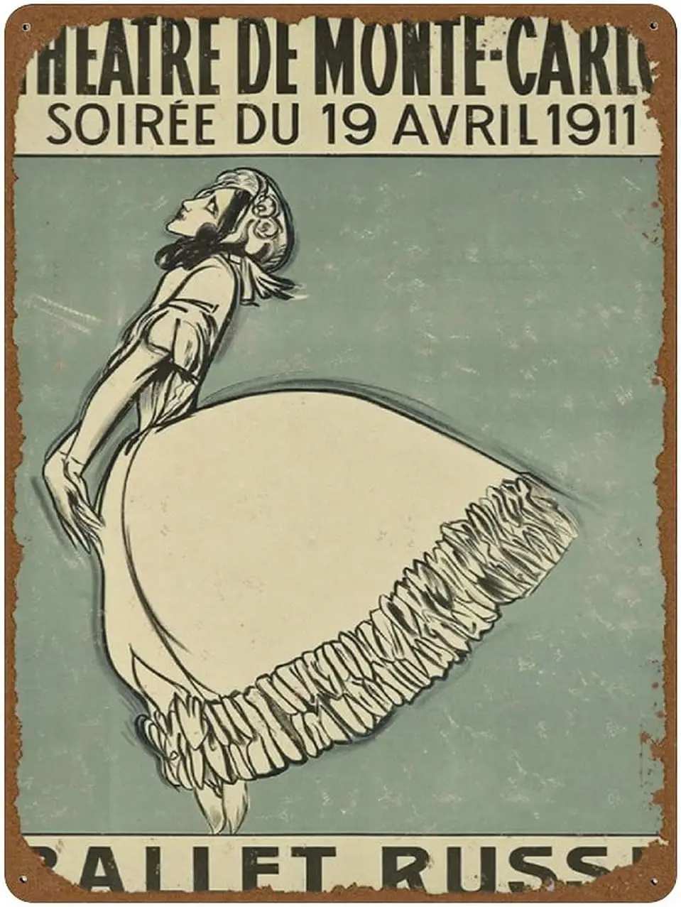Ballet Russe Monte-Carlo Nijinksy 1911 Vintage Poster Novelty  Tin Sign Metal Wall Funny Man Cave Cool Door P