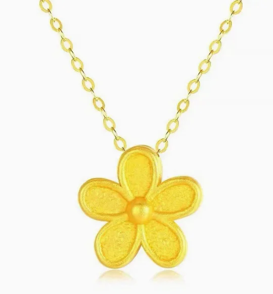 

24k pure gold flower pendants for women 999 real gold charms 10mm