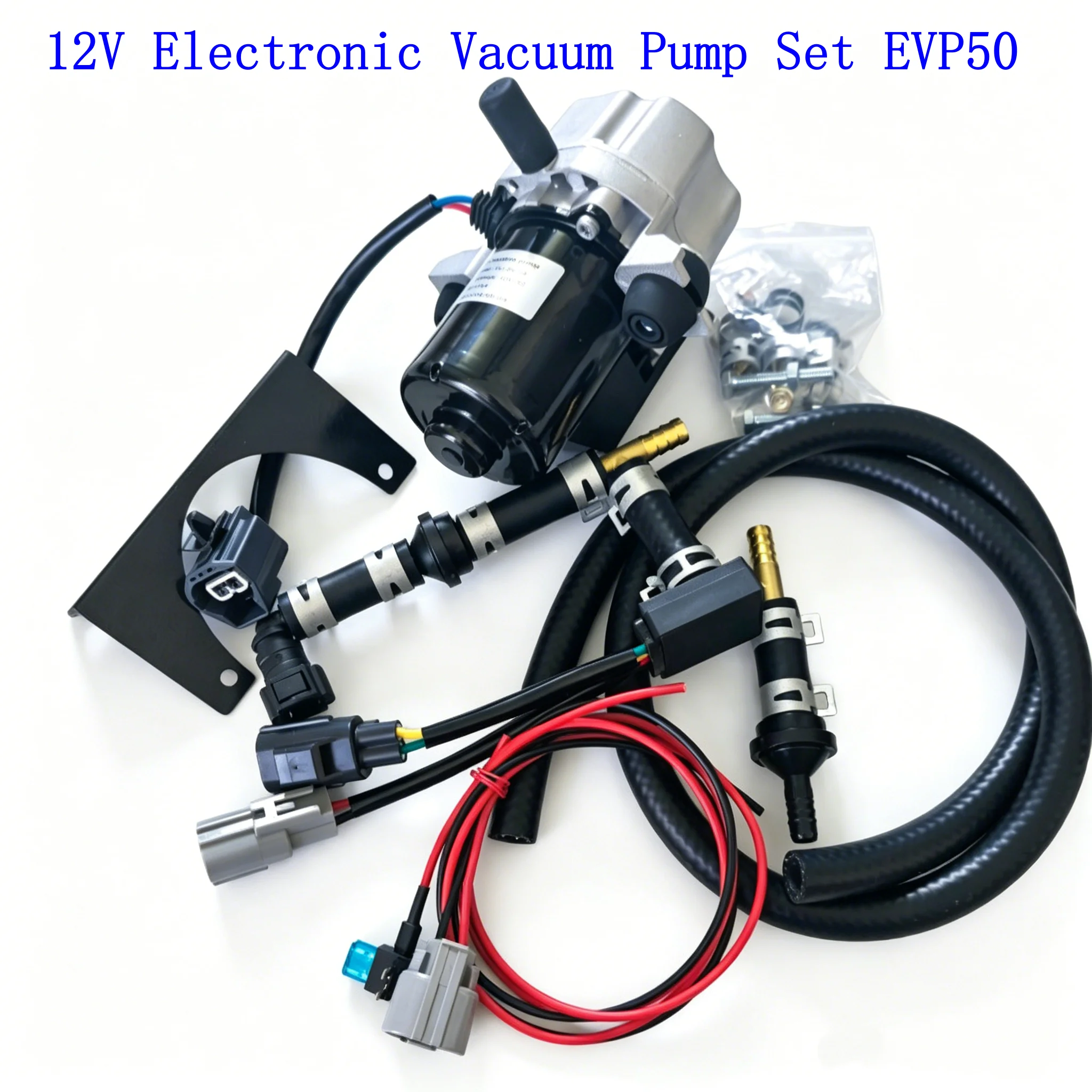 

12V Silent Electric Vacuum Pump Brake Boosting Kit 'Plug And Play' with Installation Kit for Vehicle Brake Booster EVP50