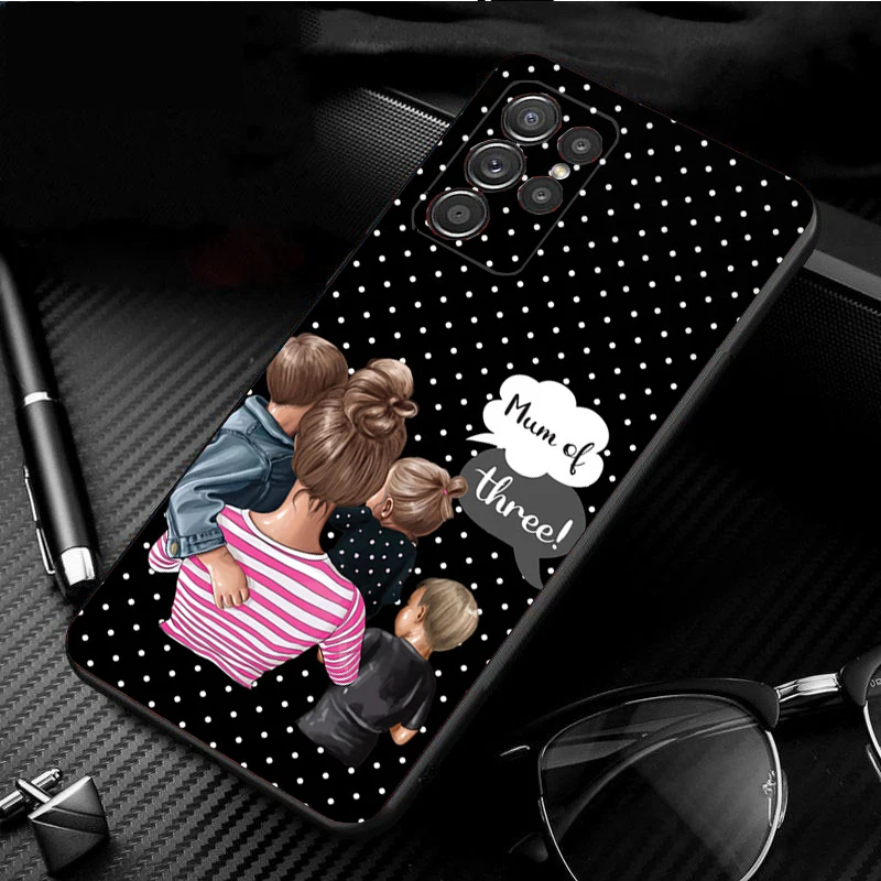 

Mom Son Daughter Phone Case for Samsung S25 S24 S23 S22 S21 S20 Ultra S20 S22 S21 S20 FE S24 Plus Funda