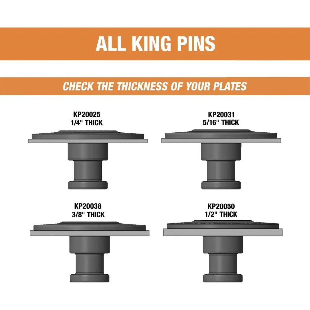 منتجات المشترين KP20025 دبوس كينج للمقطورة المزورة، 2 بوصة، سمك لوحة تعزيز 0.25 بوصة، قابل للحام، يوفر القوة والراحة