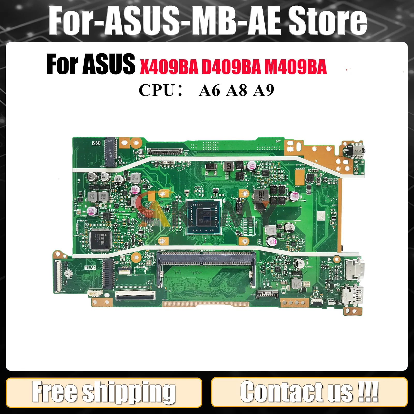ASUS VivoBook M509BA D509BA D409BA X509BA X409B M409BA 메인 보드 용 X409BA 노트북 마더 보드 A6 A8 A9 CPU 100% 테스트 OK