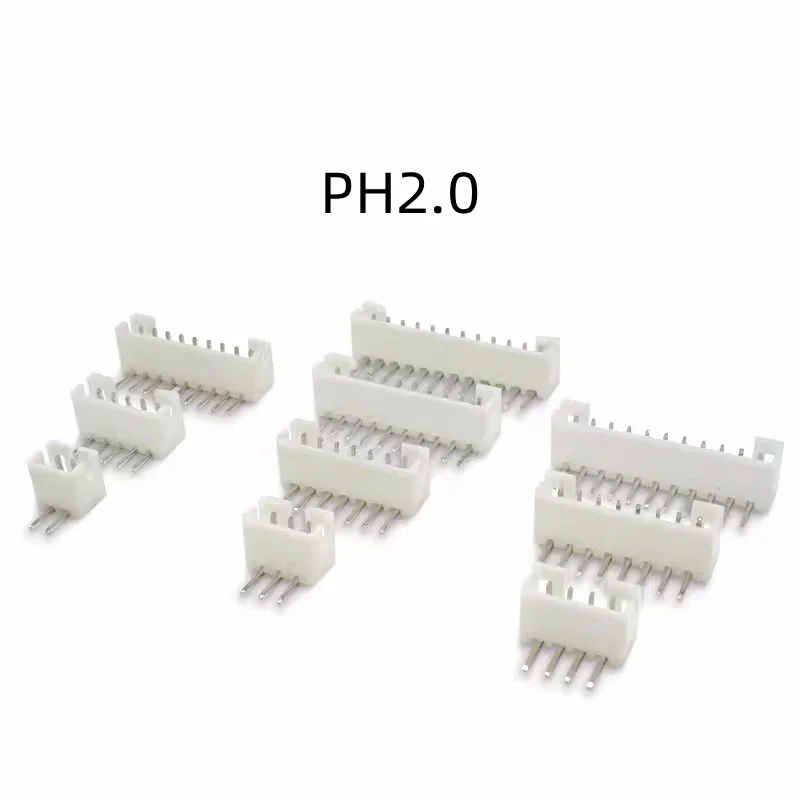 50Pcs XH 2.54 PH2.0 2P 3P 4P 5P 6P 7P 8P 9P 10P 12Pin Right Angle Male Plug Electrical Wire Connector Pin Header