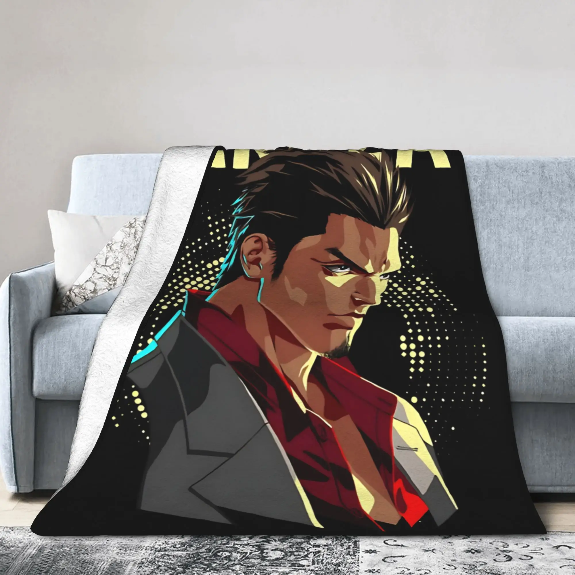 Yakuza Kiryu Blanket Like a Dragon Game Flannel Funny Soft Throw Blankets for Bedspread All Season
