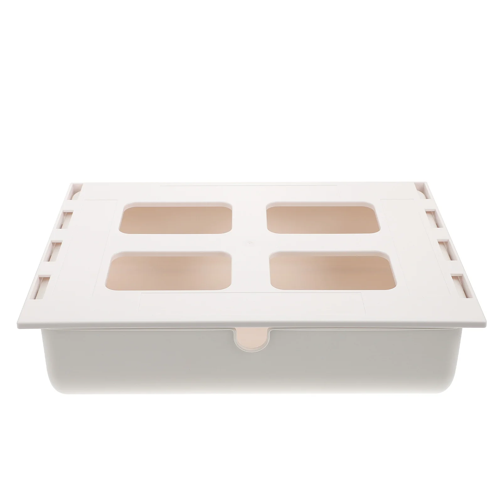 1pc Under Desk Box Plastic Container For Pens Cables Papers Storage Hidden Drawer Type Organizer Under Table Adhesive Box
