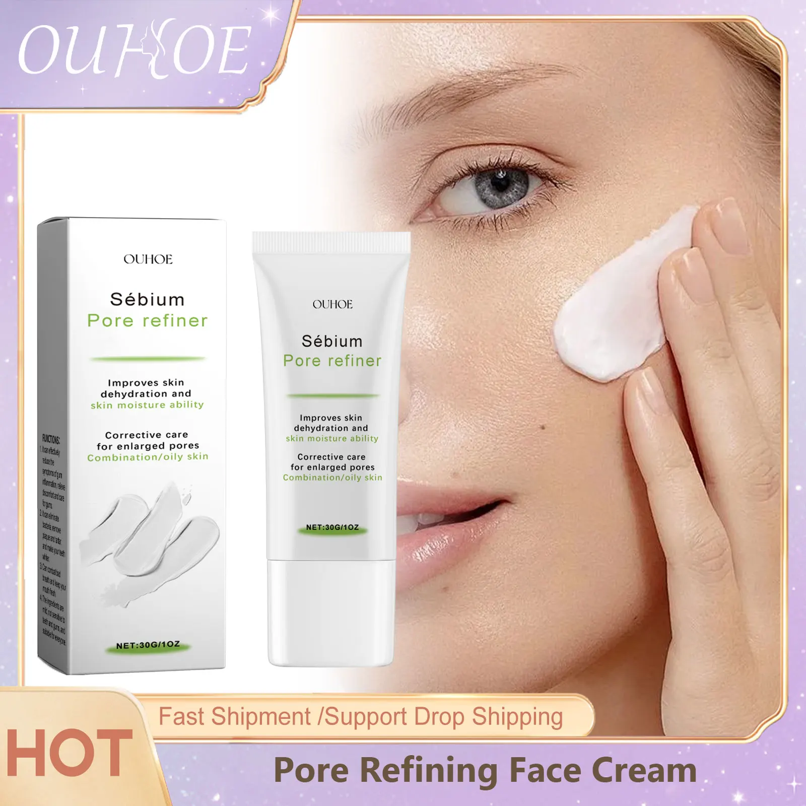 Pore Rinning Cream Face Hydrating Moisturizing Firming รูขุมขนหดตัวบํารุงผิวเรืองแสงปรับปรุงความแห้งกร้าน Brightening Face Cream