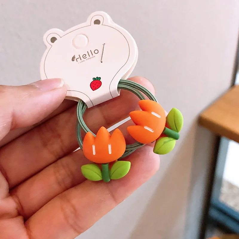 2 Teile/satz Mädchen Nette Cartoon Blumen Gummiband Elastische Haarbänder für Kinder Süße Haarbänder Haar Seil Kinder Haar Zubehör – Detail 7