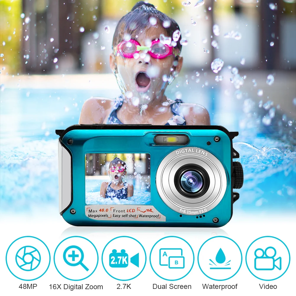 

48MP Kids Mini Digital Cameras For Photography Retro Vintage Children's Compact Video Recorder 3M Waterproof Outdoor Camcorders