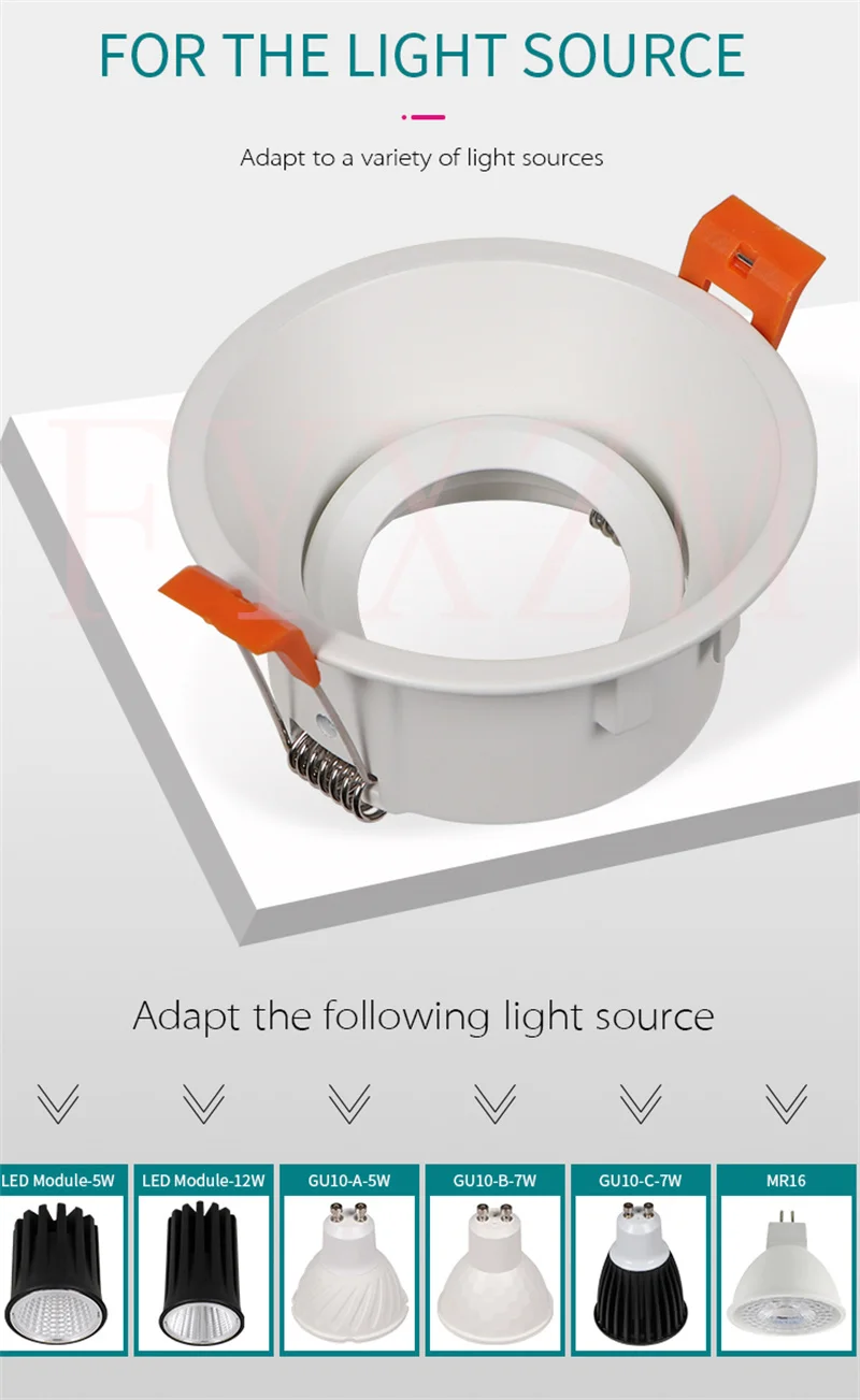 Osłona obudowy reflektora LED, okrągła, wbudowana, regulowana kątowa rama typu downlight GU10, zapobiegająca zaznaczeniu — zdjęcie 7