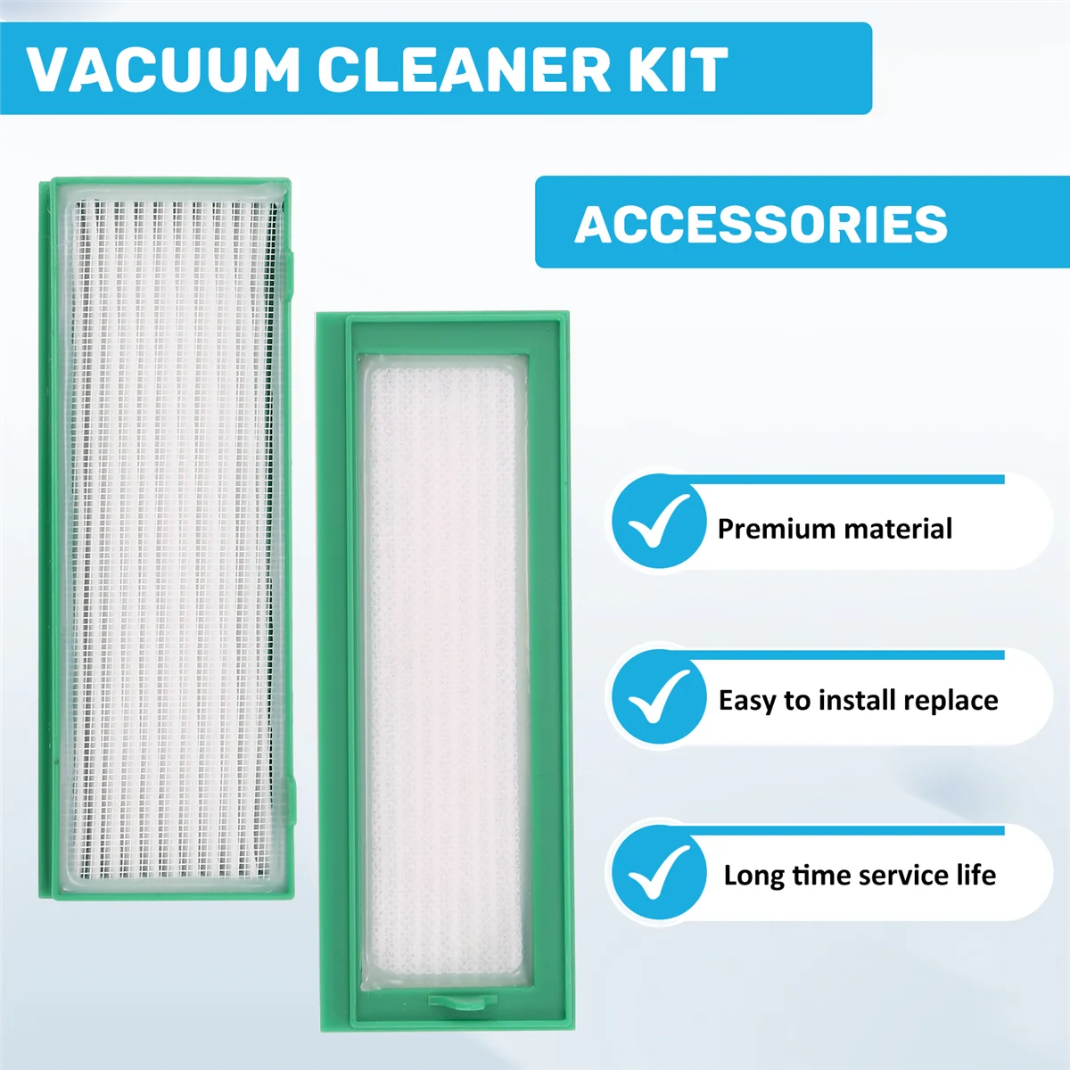 مجموعة إكسسوارات ساخنة لروبوتات المكنسة الكهربائية Vorwerk Kobold VR200 & VR300 - 3 مرشحات HEPA و2X فرش جانبية